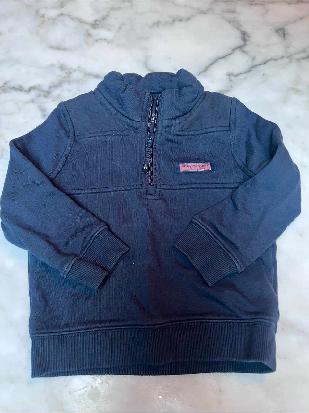 Vineyard Vines Navy Kids Shep Shirt / Half-Zip Pullover with Logo Patch